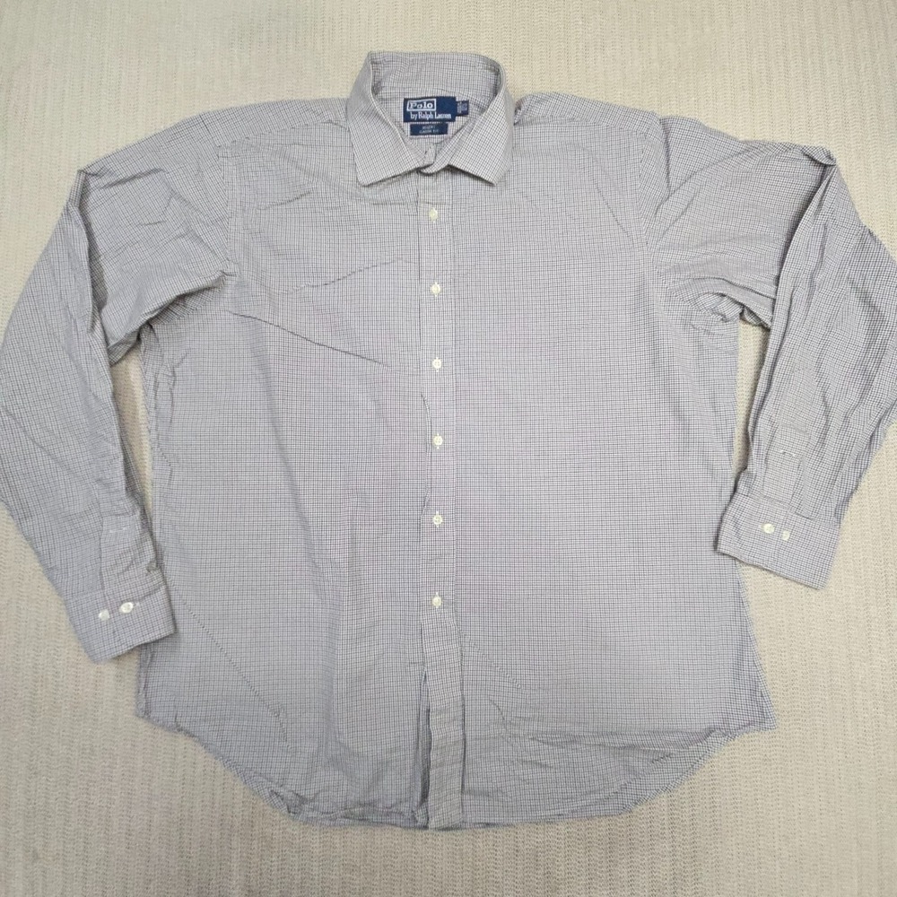 Polo Ralph Lauren Shirt Mens XL 17.5 36/37 White Black Check Regent Classic Fit